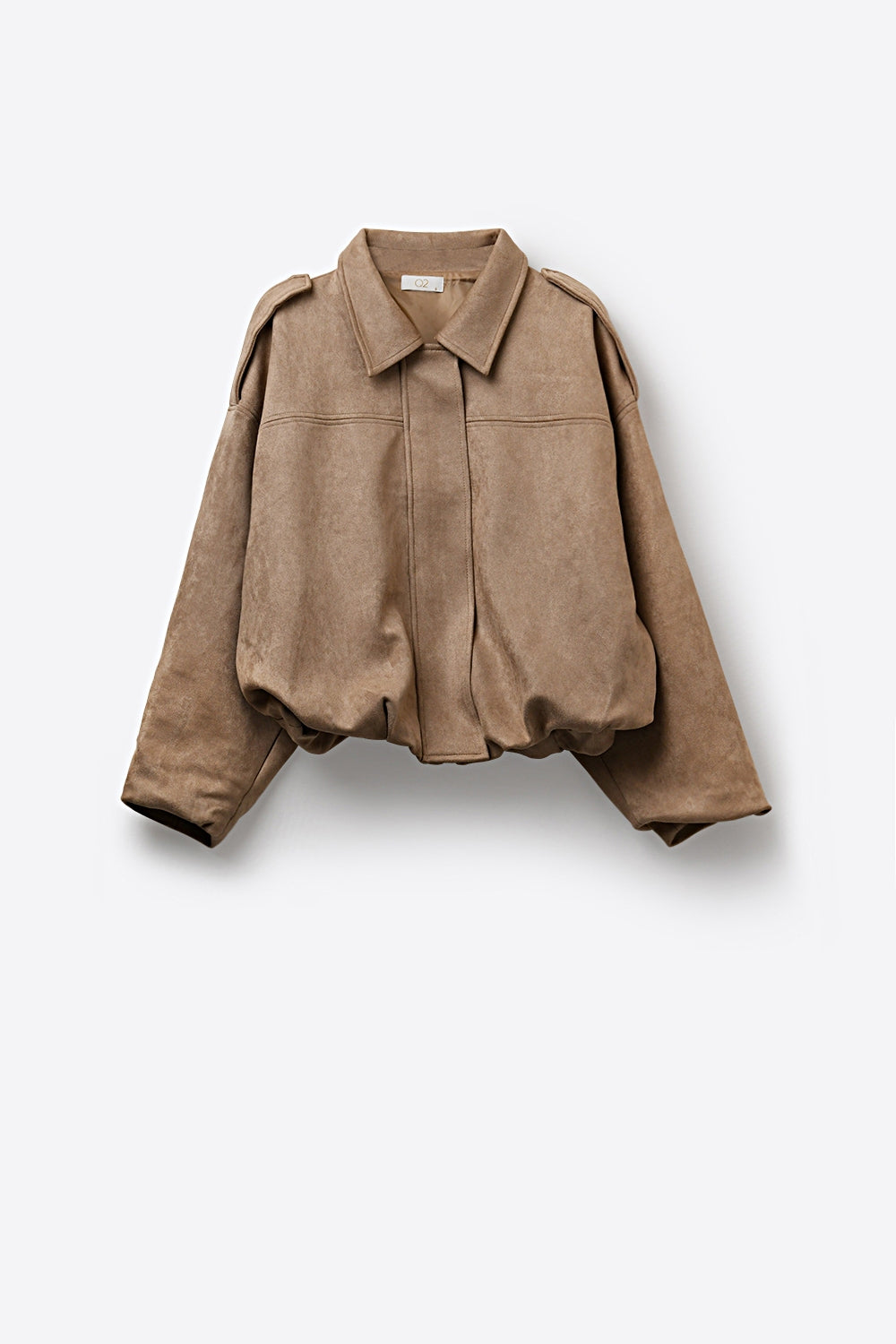 Suede-Effect Cropped Bomber Jacket