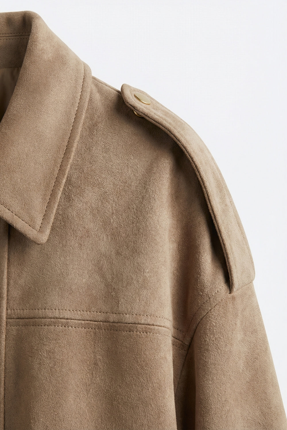 Suede-Effect Cropped Bomber Jacket