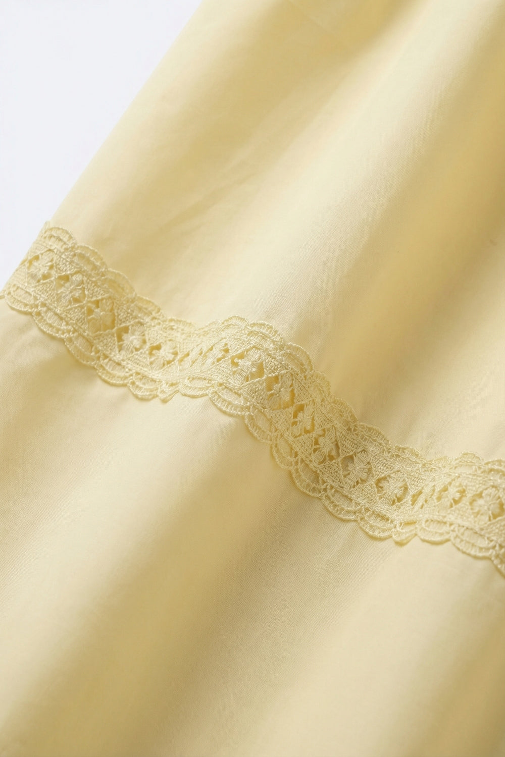 Yellow Poplin Maxi Skirt with Lace Detail