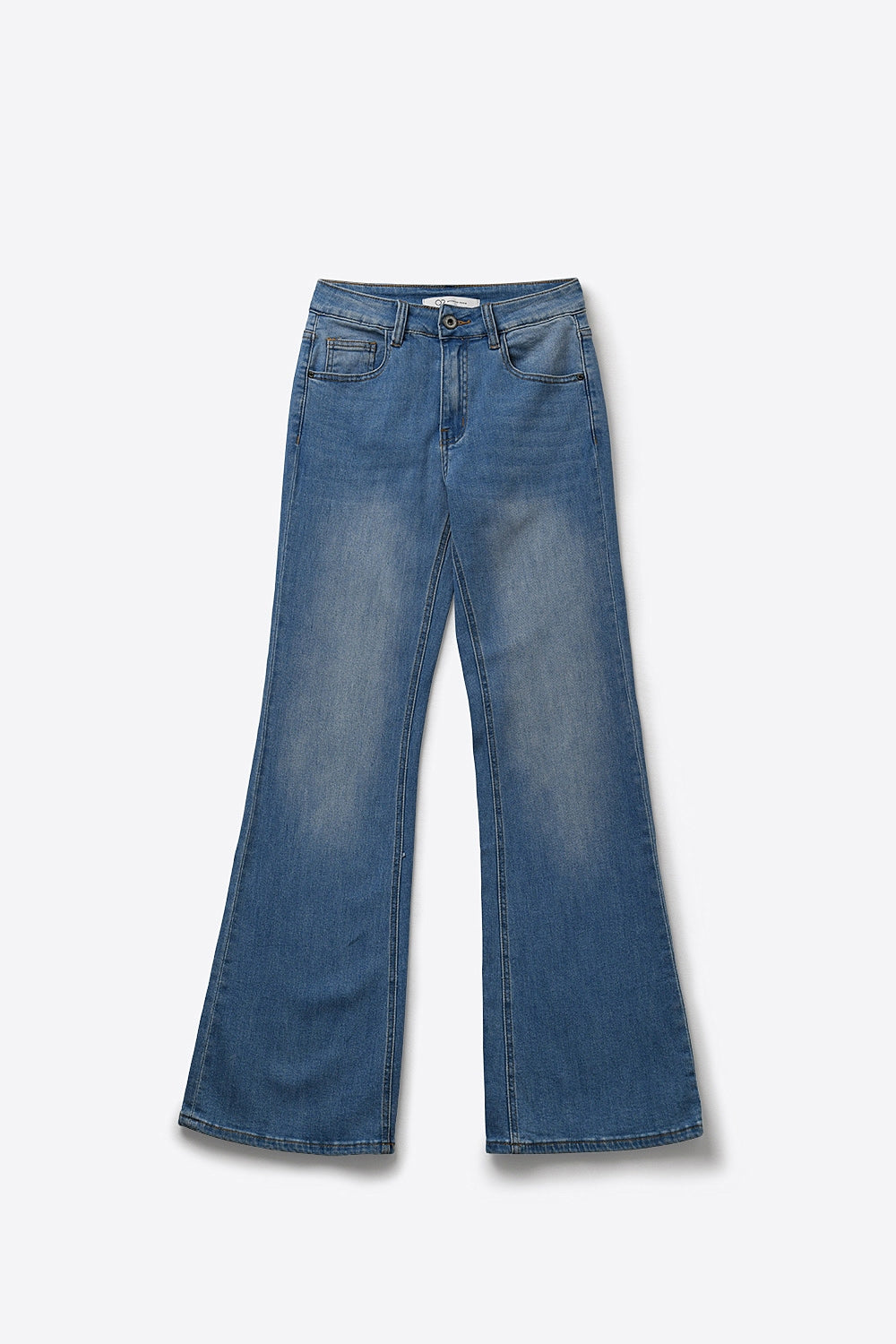 Light Wash Flared Stretch Jeans - Denim