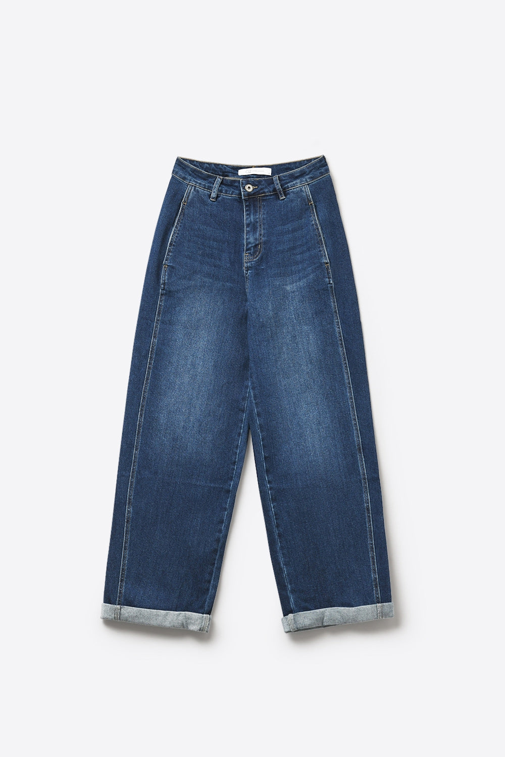 Dark wash Blue Wide-Leg Jeans with side pockets - Denim