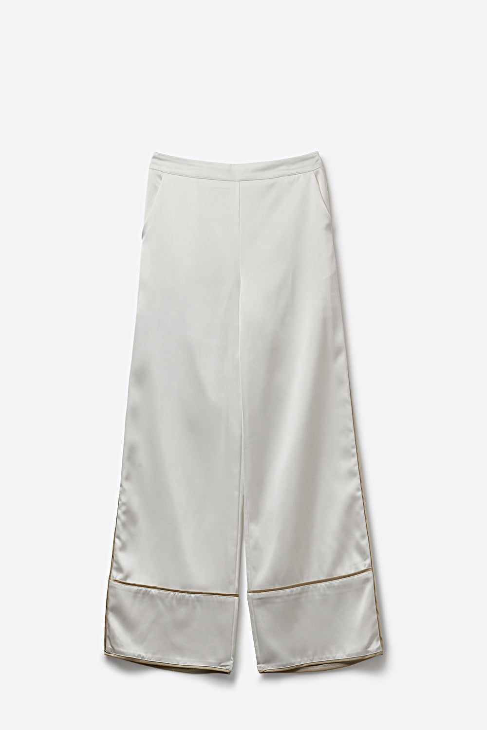 Ivory Satin Wide-Leg Kimono Trousers - trousers