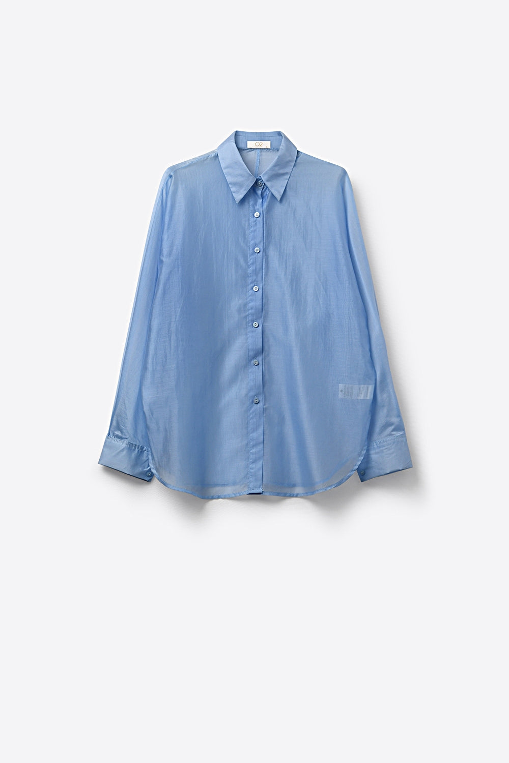 Sheer Sky Blue Button-Down Shirt with Relaxed Fit - Shirts