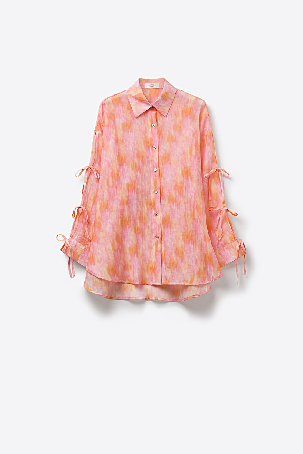 oversized Pink Tie-Sleeve Button-Up Shirt - Shirts