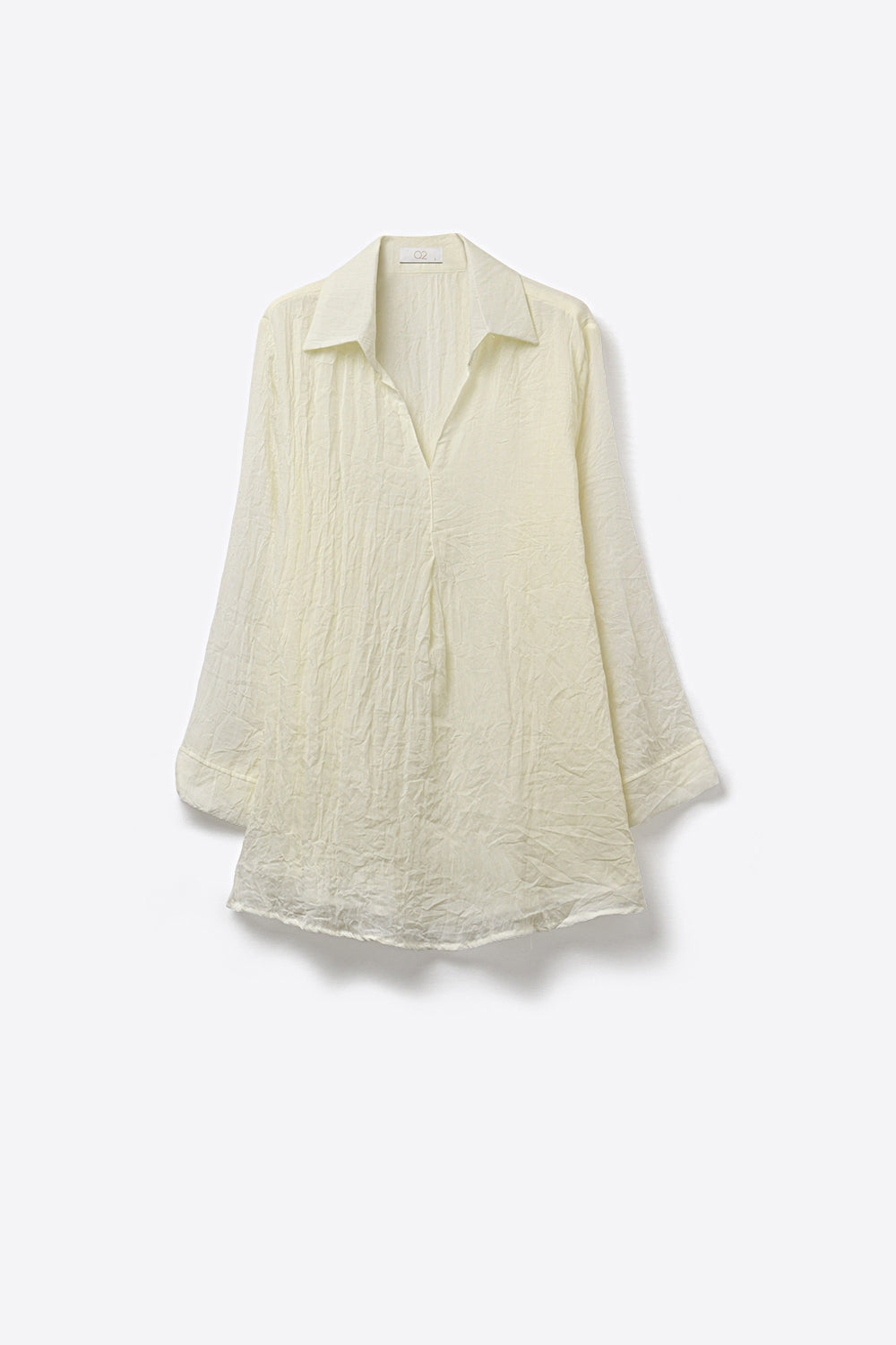 Cream Relaxed Fit Tunic Shirt with sheer fabric - Shirts