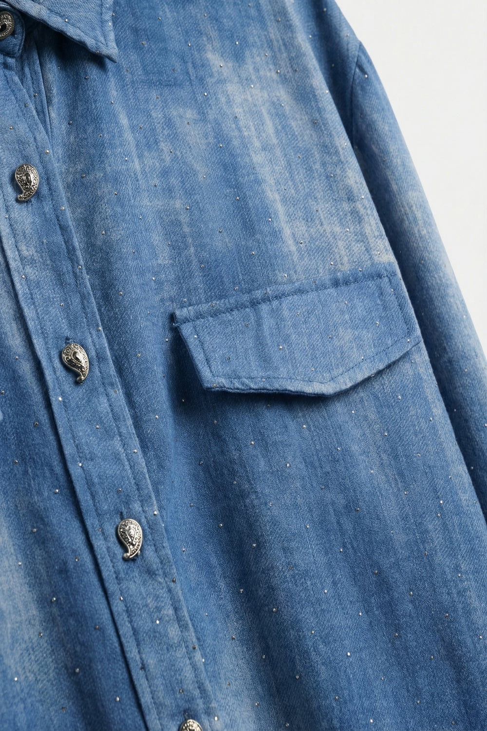 Blue tie dye Shirt in chiffon with strass details - Shirts