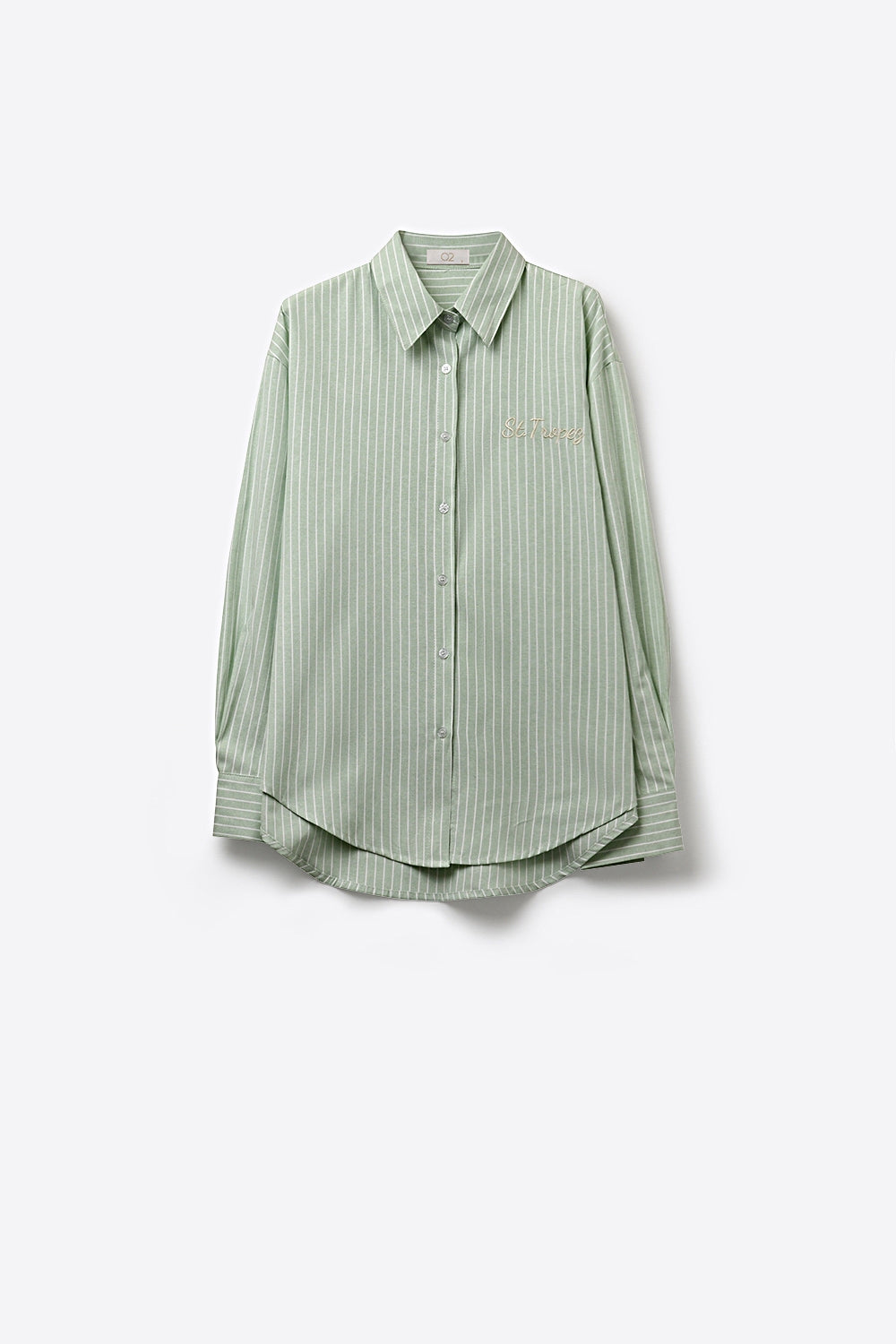 Light Green Striped Shirt with embroidered St. Tropez logo - Shirts