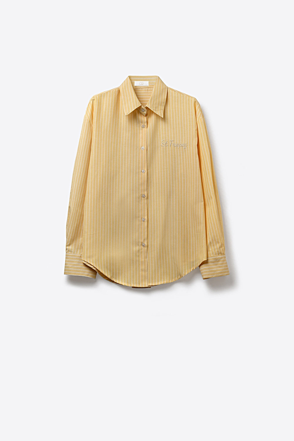 Yellow Pinstripe Button-Up Shirt With Embroidered St.Tropez - Shirts