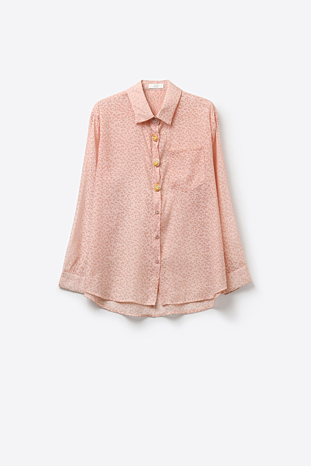 Pink Animal print shirt in sheer fabric with Button-Up Shirt and Pocket - Shirts