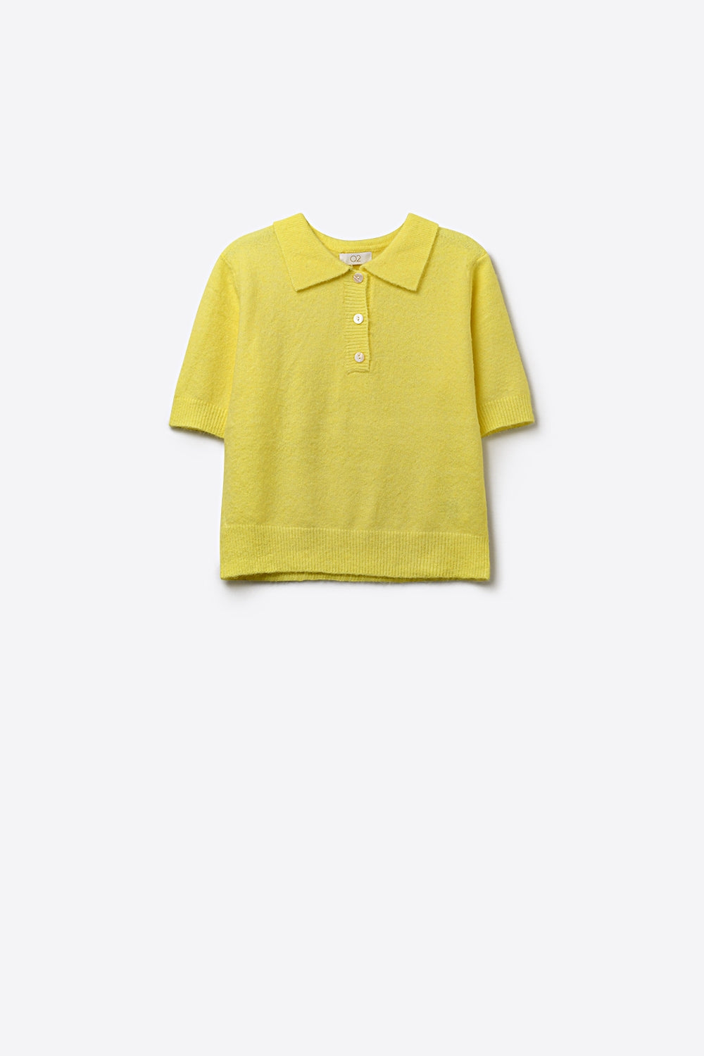 Yellow Knit Polo Shirt with Short Sleeves - jumper