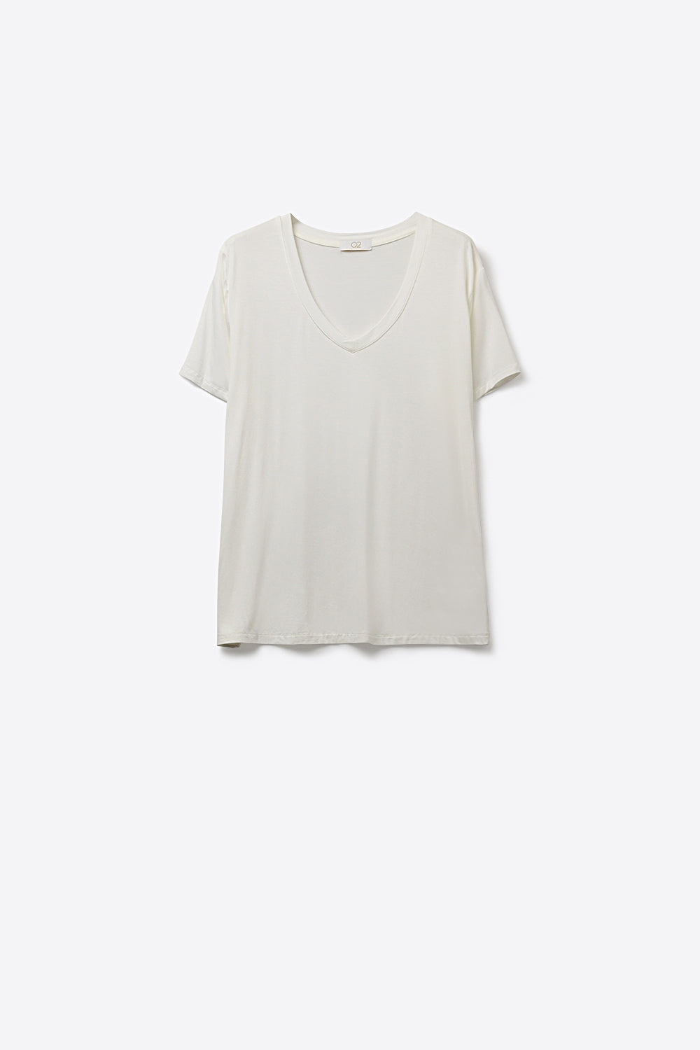 White Soft wide V-Neck t-shirt in viscose fabric - top