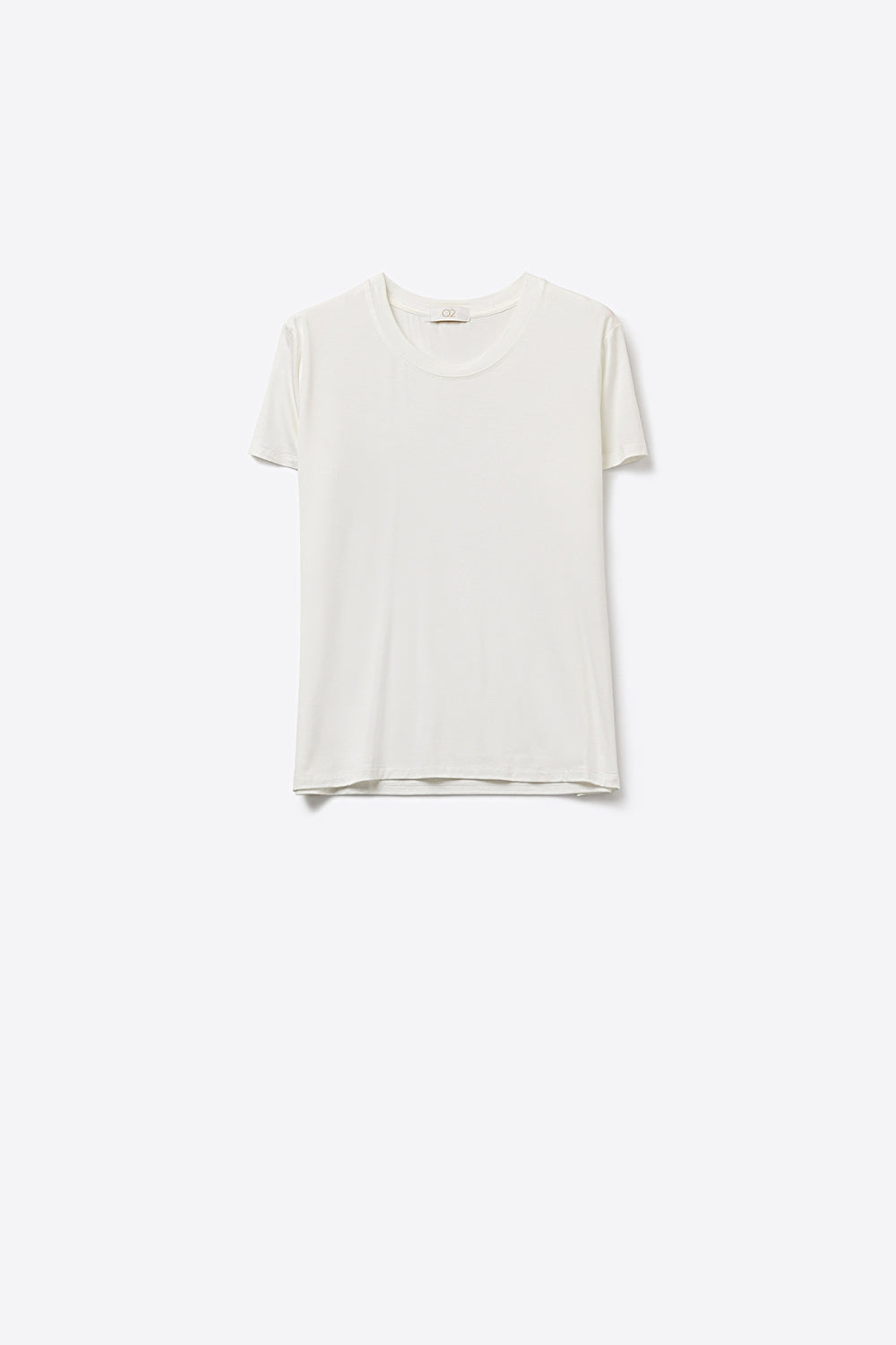 White basic Crew Neck Short Sleeve T-shirt in viscose fabric - top
