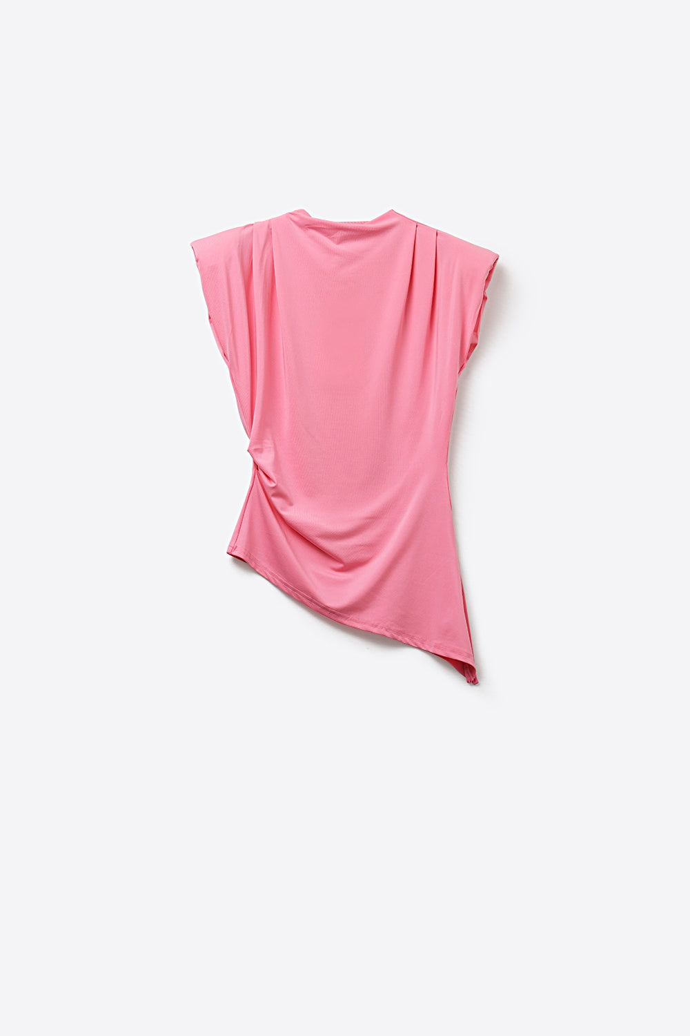 Pink Draped Sleeveless Asymmetric Top for Women - top