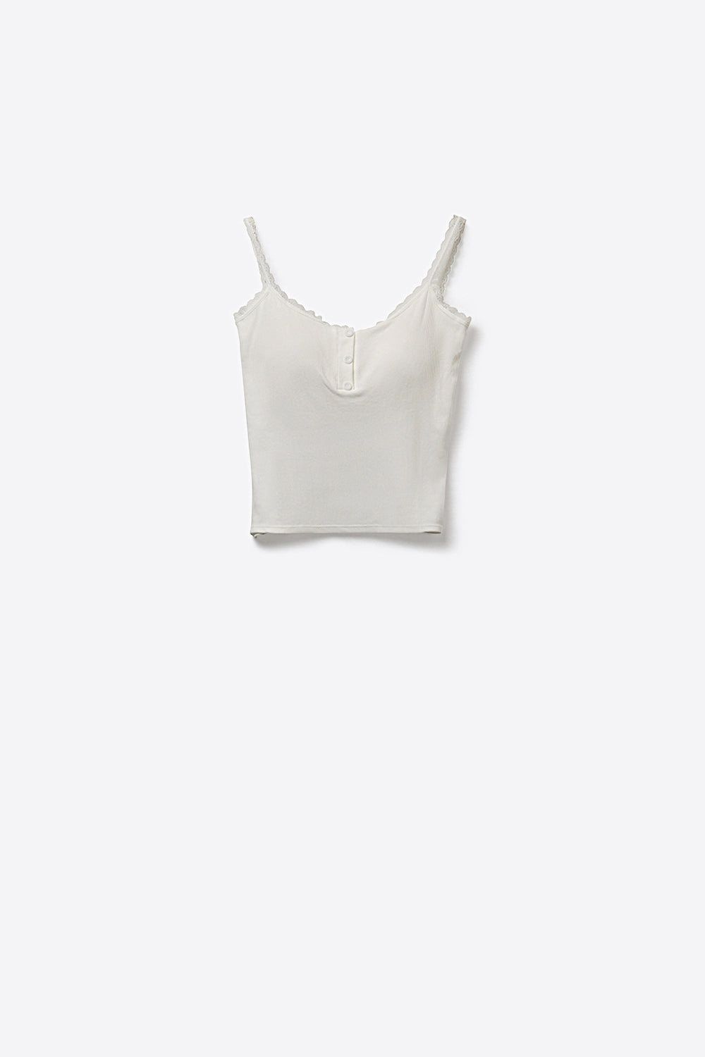 White Ribbed Knit Spaghetti Strap Tank Top