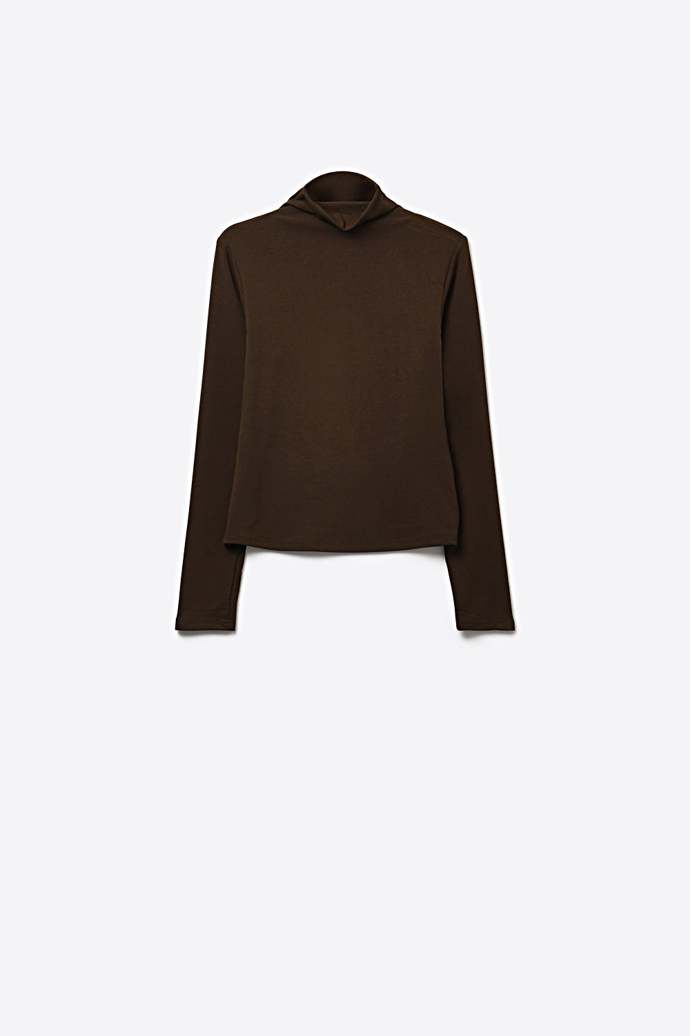Brown Turtleneck t-shirt in soft stretch fabric - top
