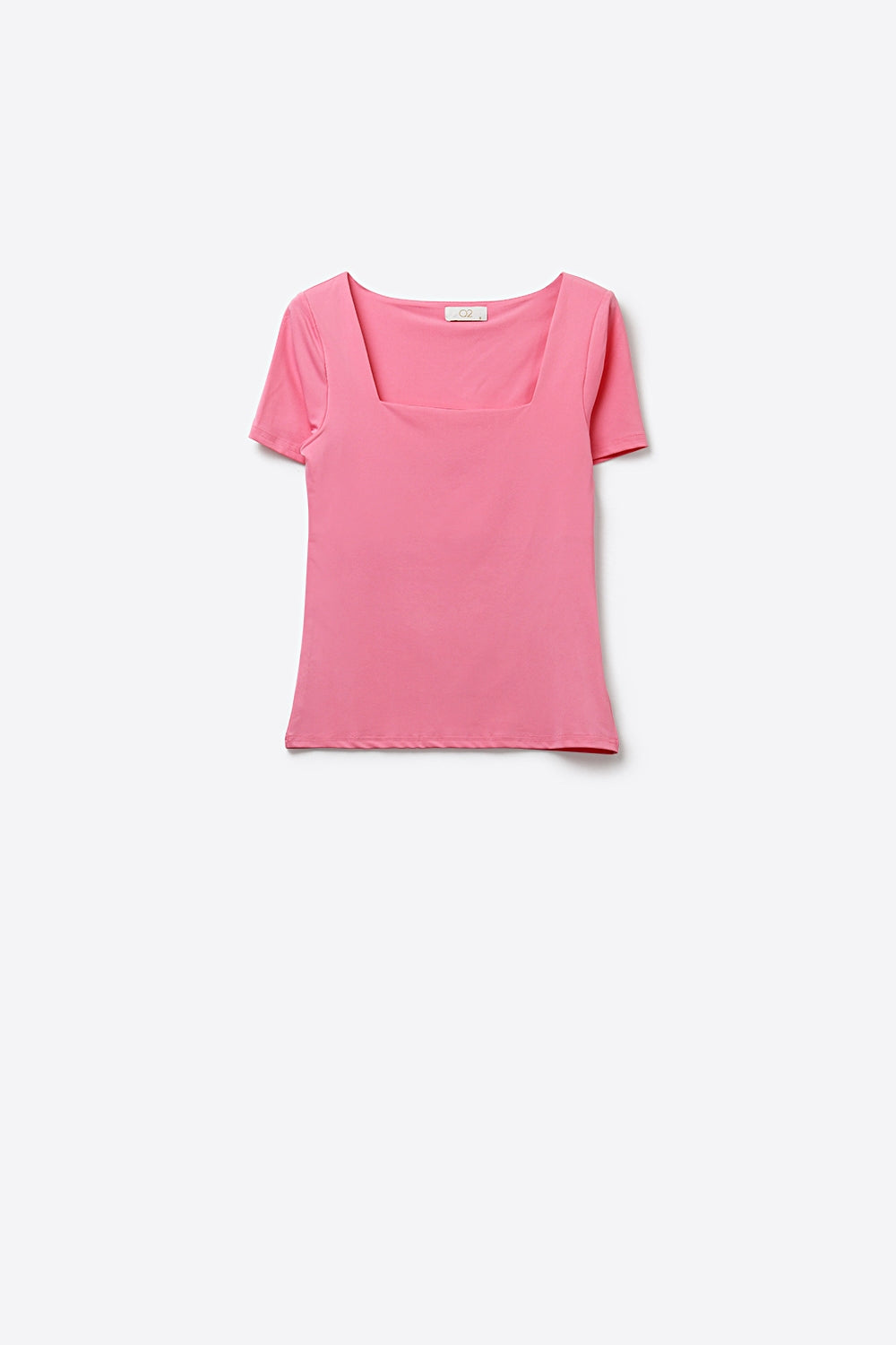Pink Short Sleeve Square Neck Stretch Top - top