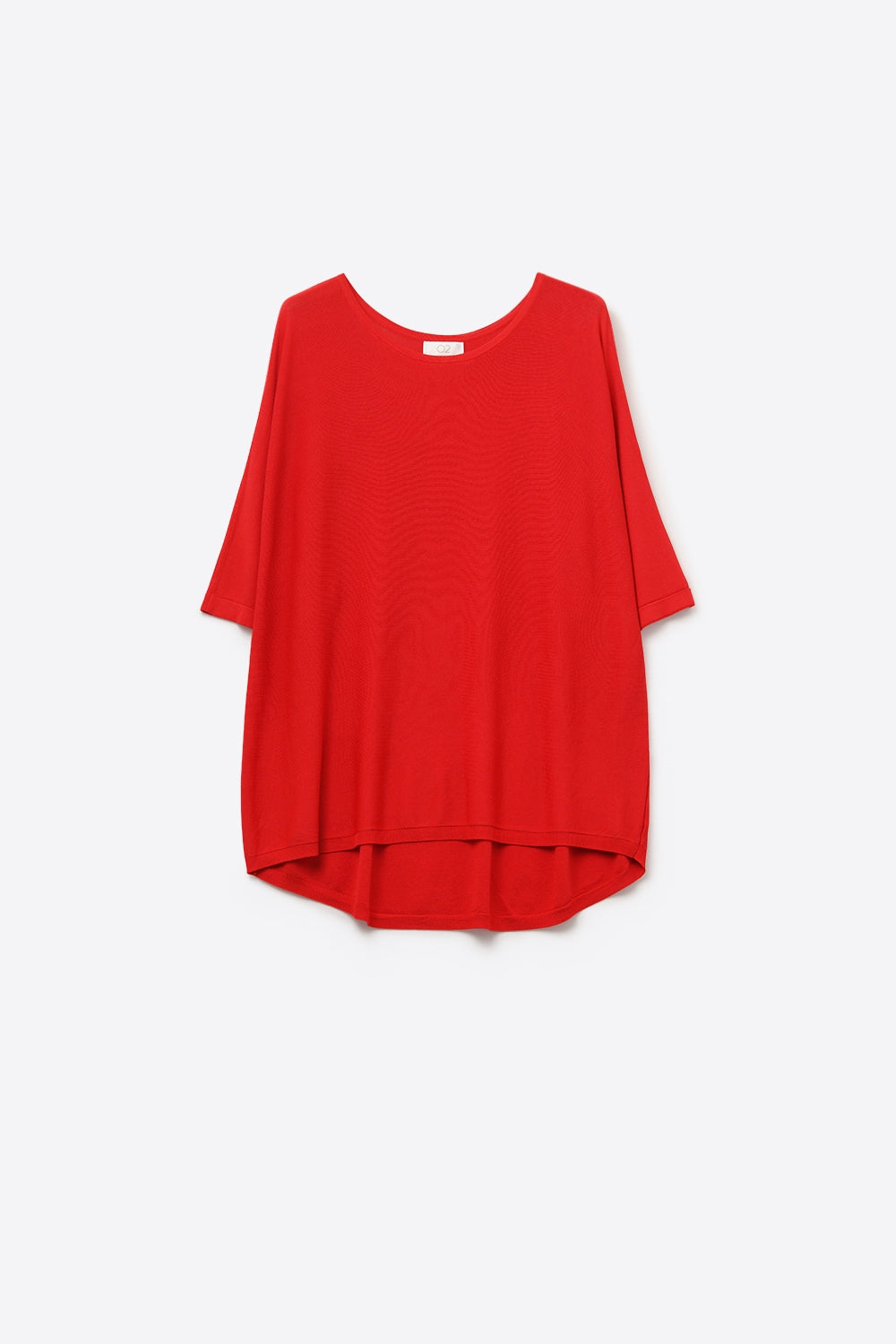 Oversized Sweater in Red with Elbow-Length Sleeves