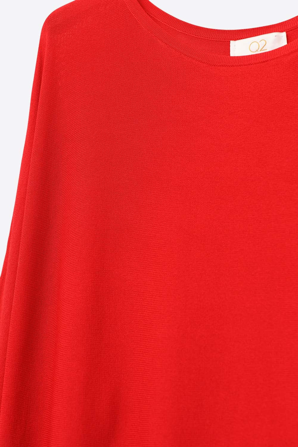 Oversized Sweater in Red with Elbow-Length Sleeves