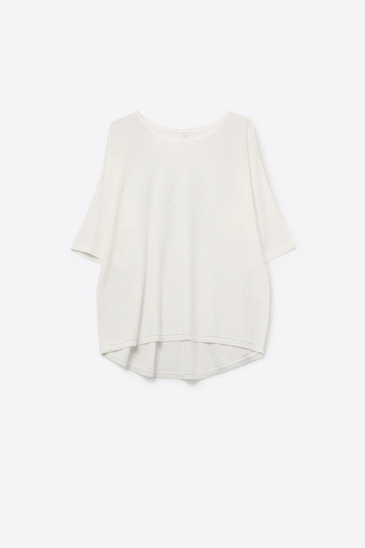 Oversized Sweater in White with Elbow-Length Sleeves