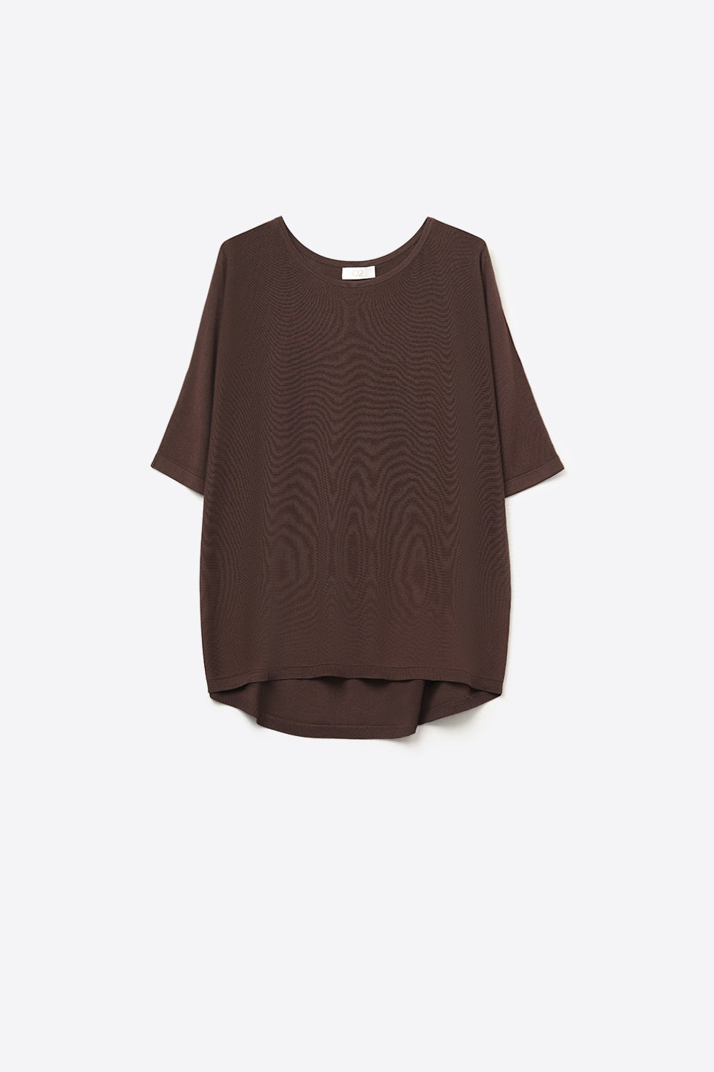 Oversized Sweater in Brown with Elbow-Length Sleeves