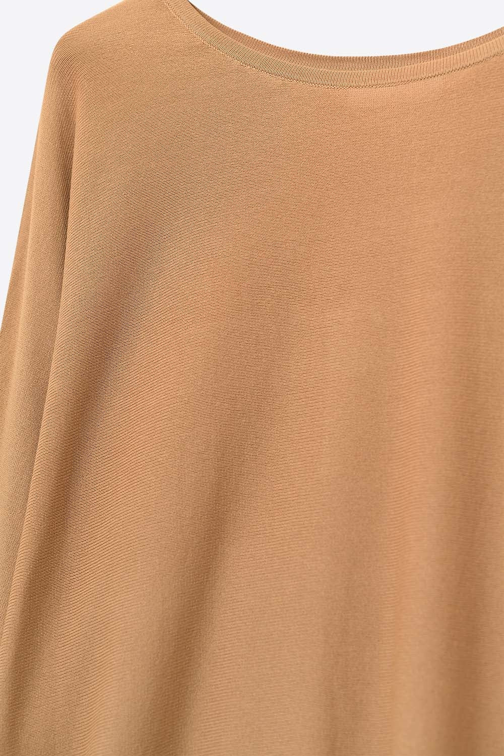 Oversized Sweater in Camel with Elbow- Length Sleeves