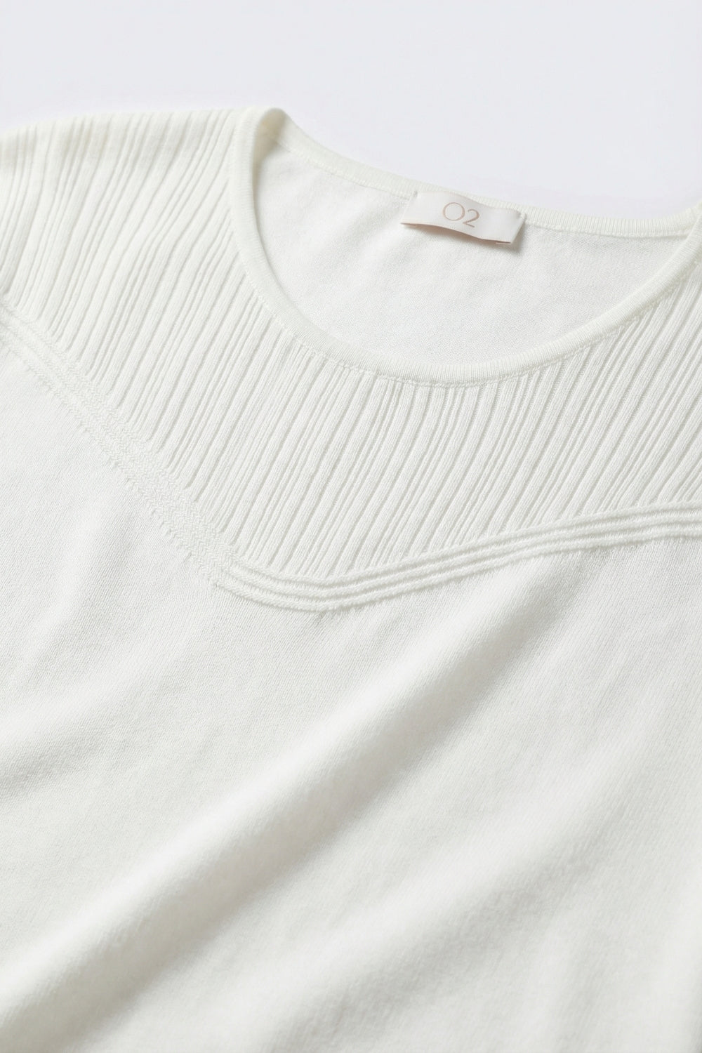 white Knit Short Sleeve sweater with Textured Detail