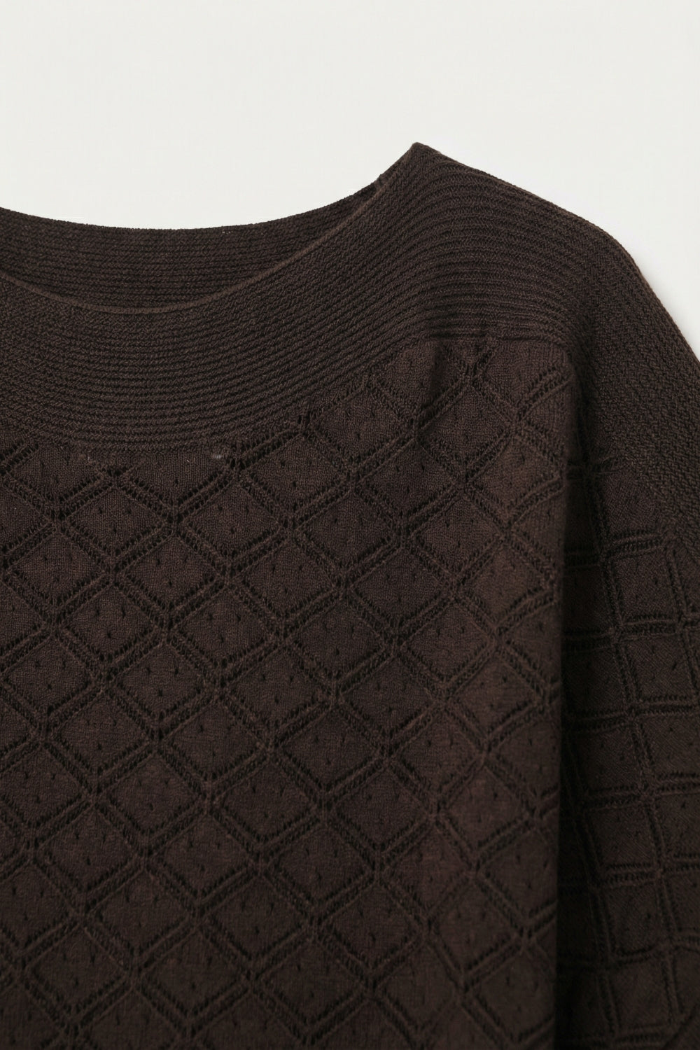 Brown Knit Short Sleeve Relaxed Fit Sweater