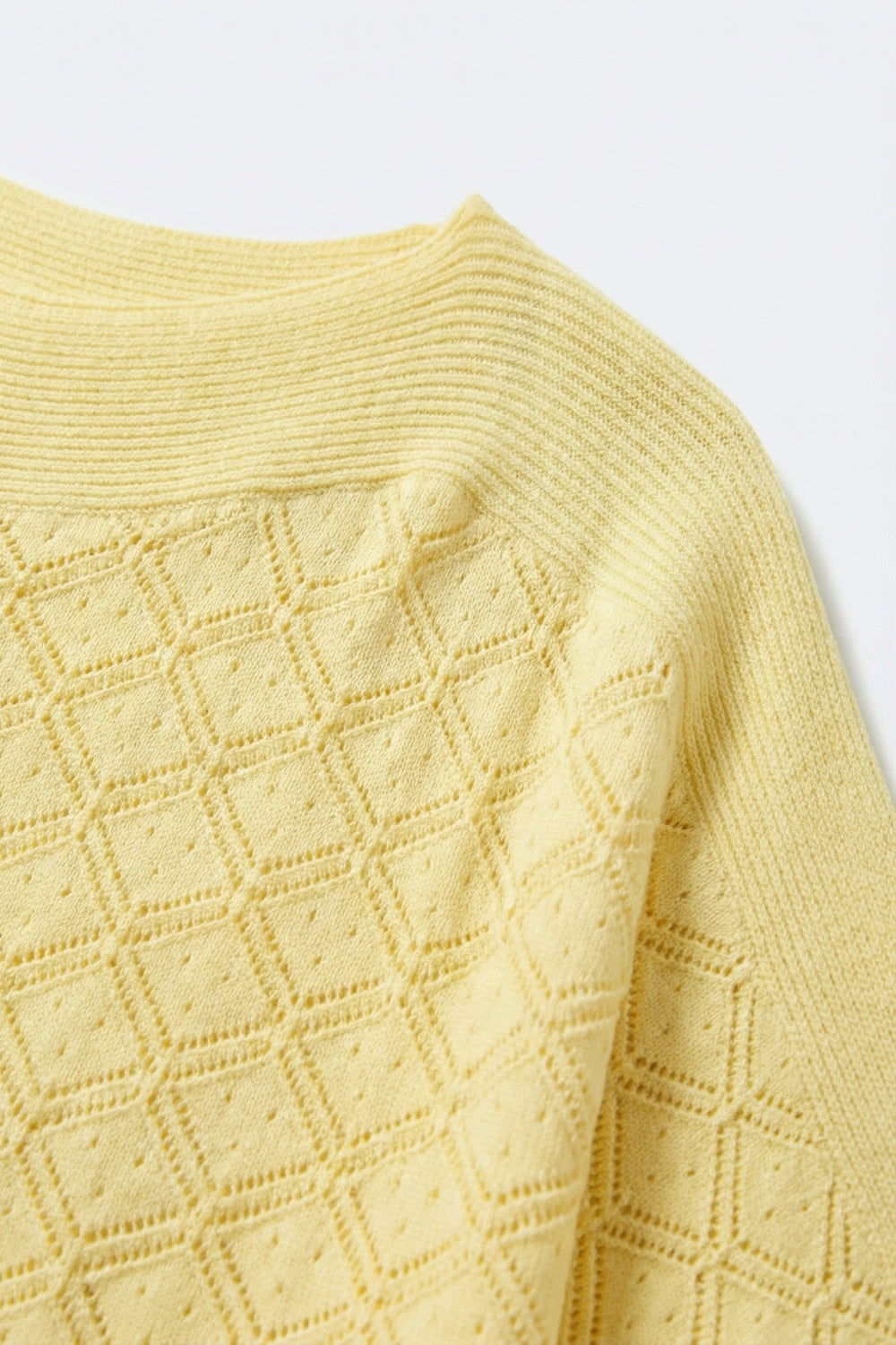 pattern Textured Knit Short Sleeve Sweater in yellow