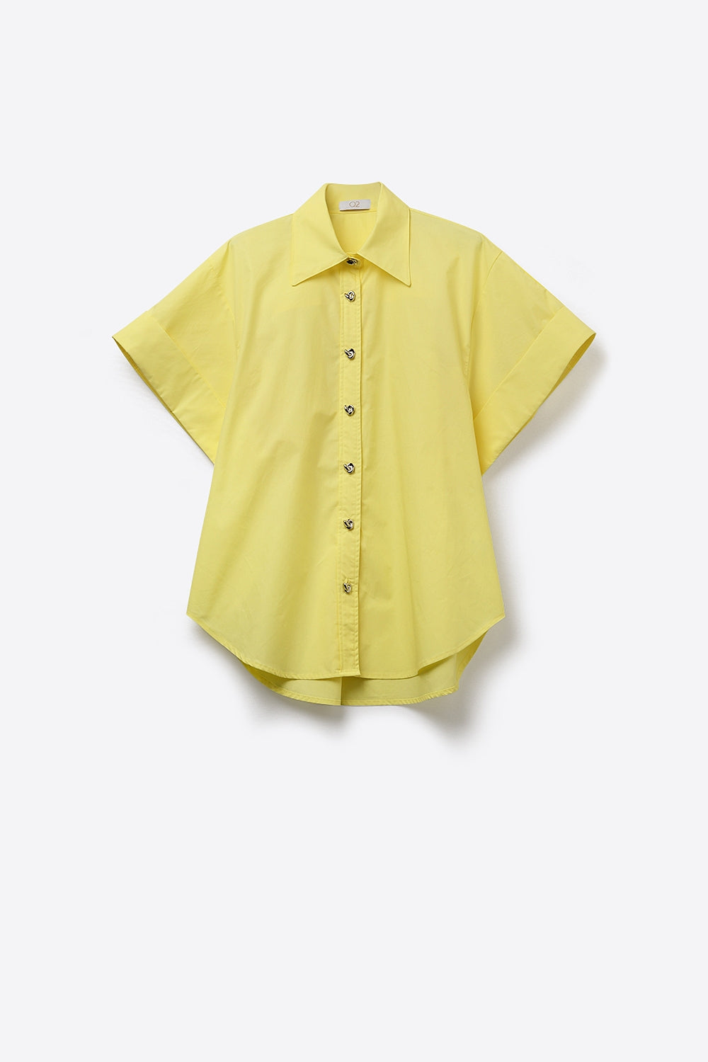 Yellow Short-Sleeve Kimono Shirt with silver buttons - Shirts