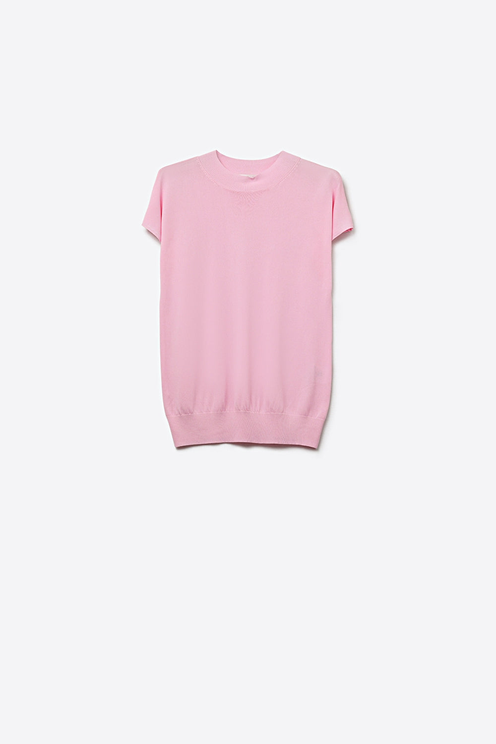 Baby pink turtleneck sweater with fitted short sleeves - Jumpers