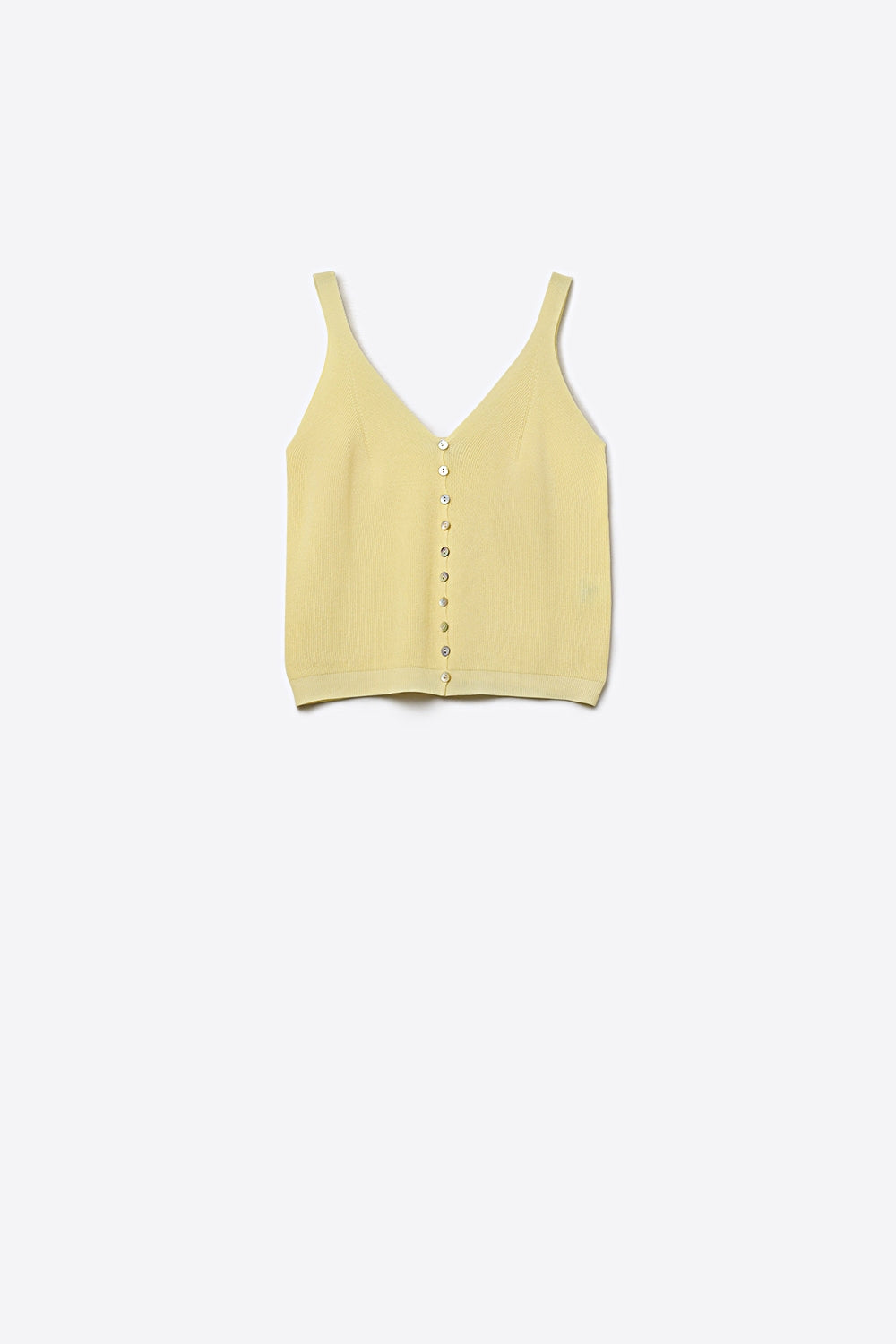 Knit Buttoned Crop Top in yellow color