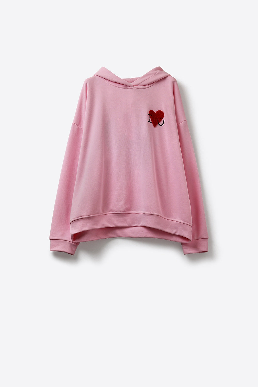 Baby pink Super-Soft Hoodie with Bouclé Heart Graphic