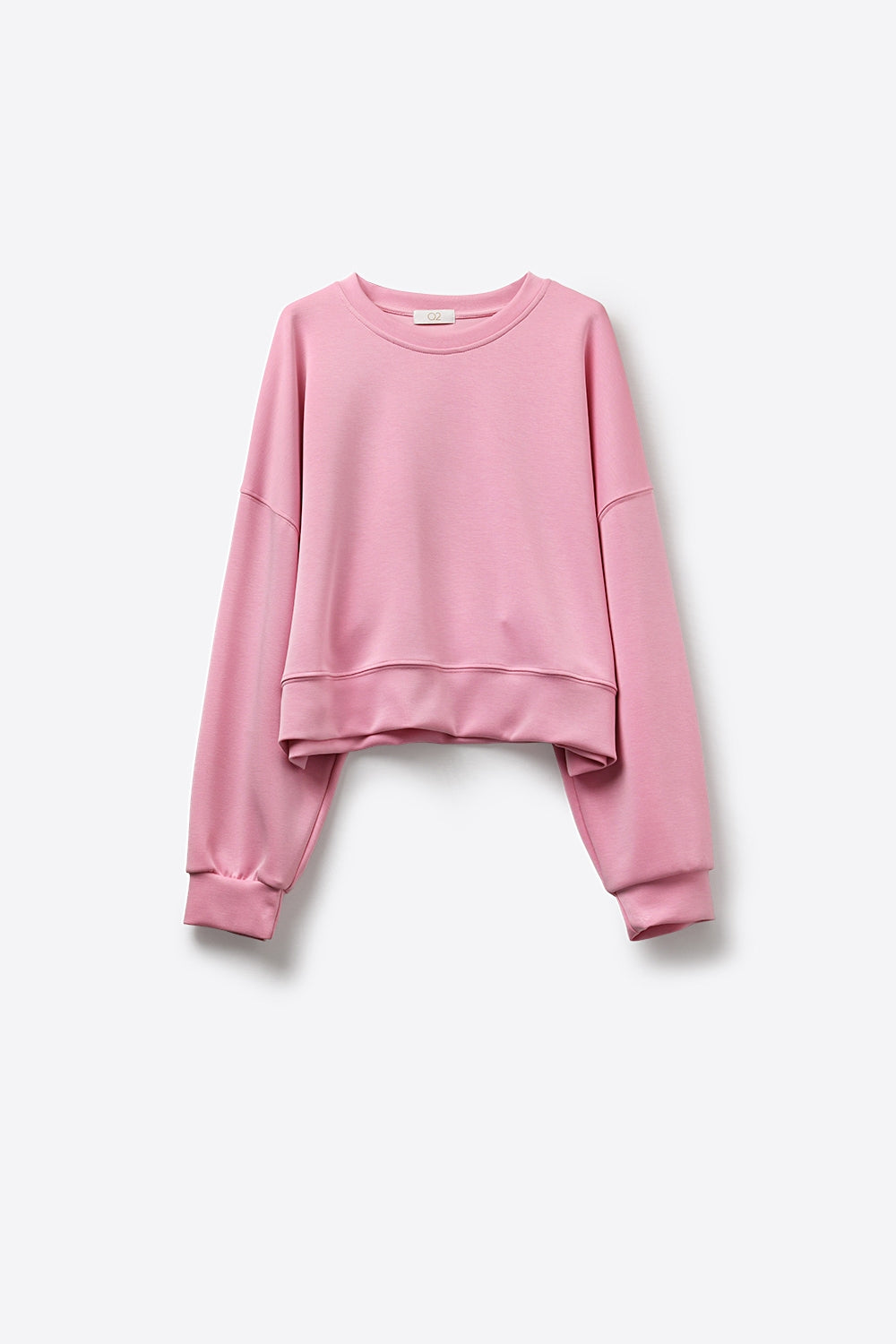Crew Neck Dropped Shoulder Basic Sweatshirt in Pink - jumper