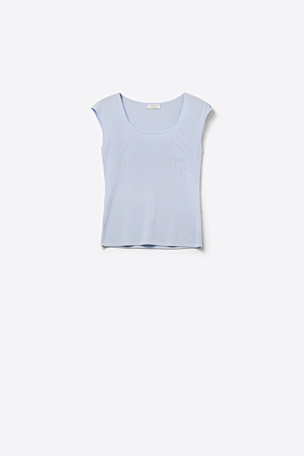 Light Blue Ribbed Knit Scoop sweater in lightweight knit - Jumpers