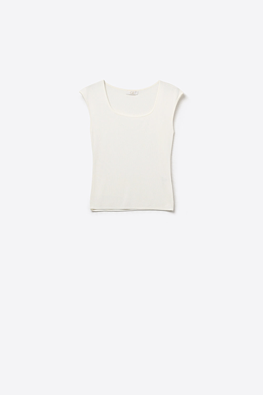 White Ribbed Knit Scoop Neck sweater in lightweight knit