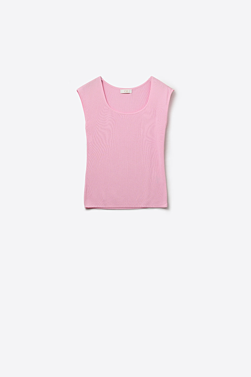 Pink Ribbed Knit Scoop Neck Tank Top - Jumpers