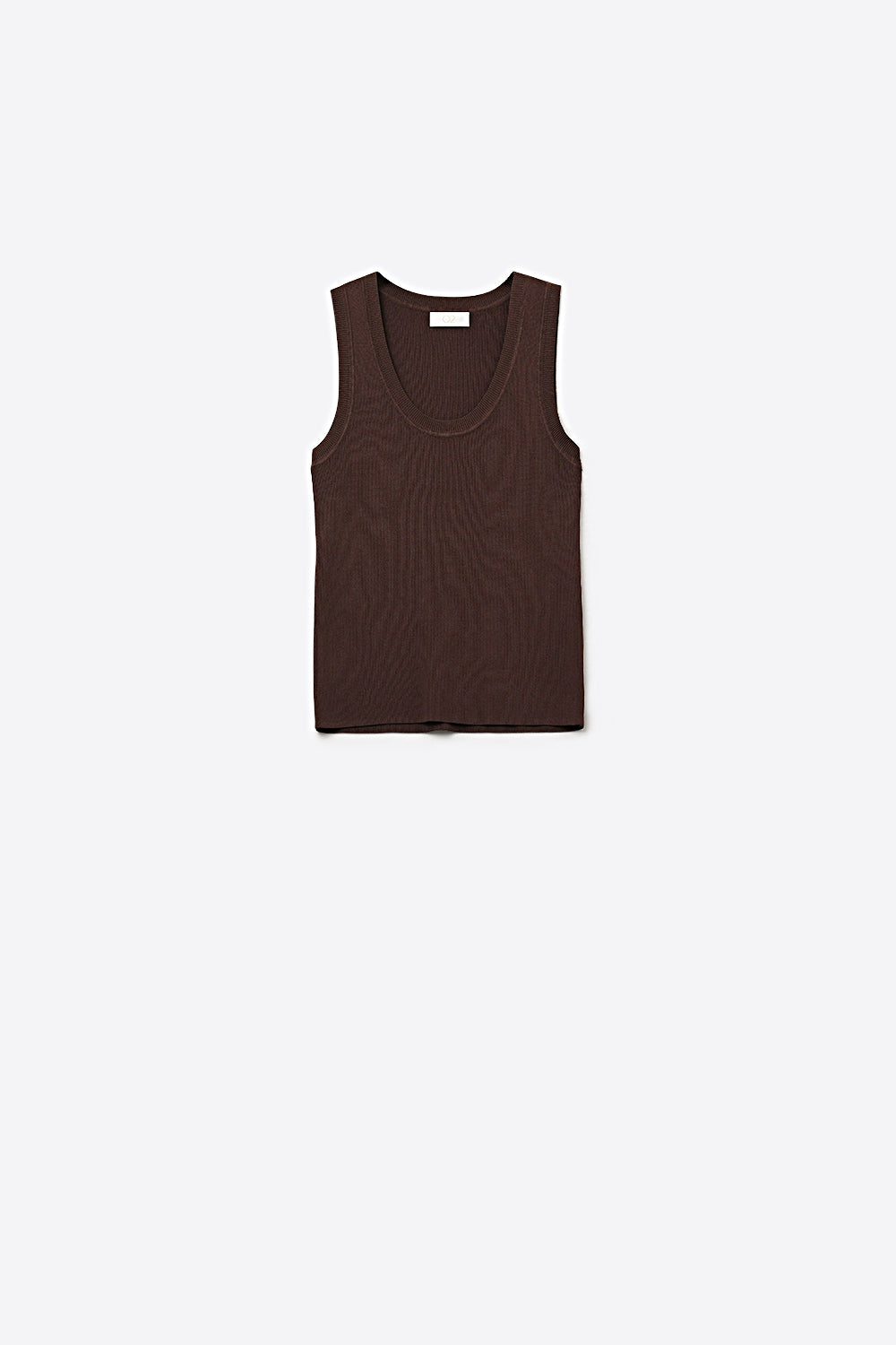 Brown Ribbed Knit Tank Top for Layering - Tops
