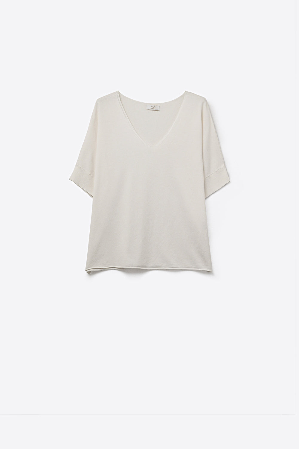 White Relaxed Fit V-Neck Short Sleeve sweater