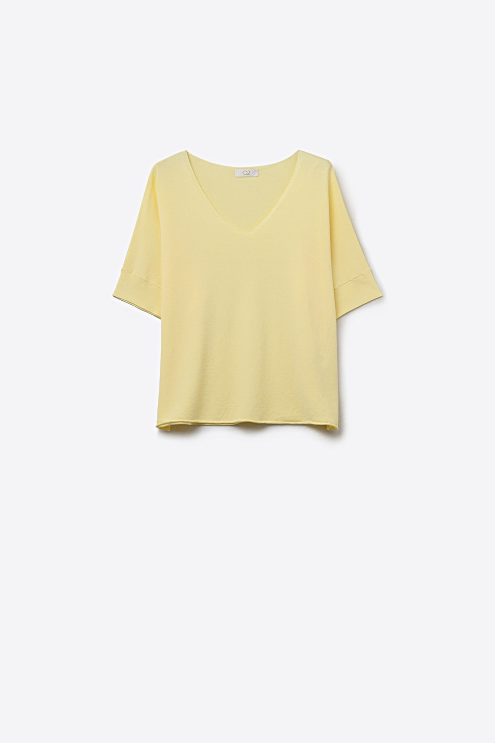 butter Yellow V-Neck Relaxed Fit Short Sleeve sweater