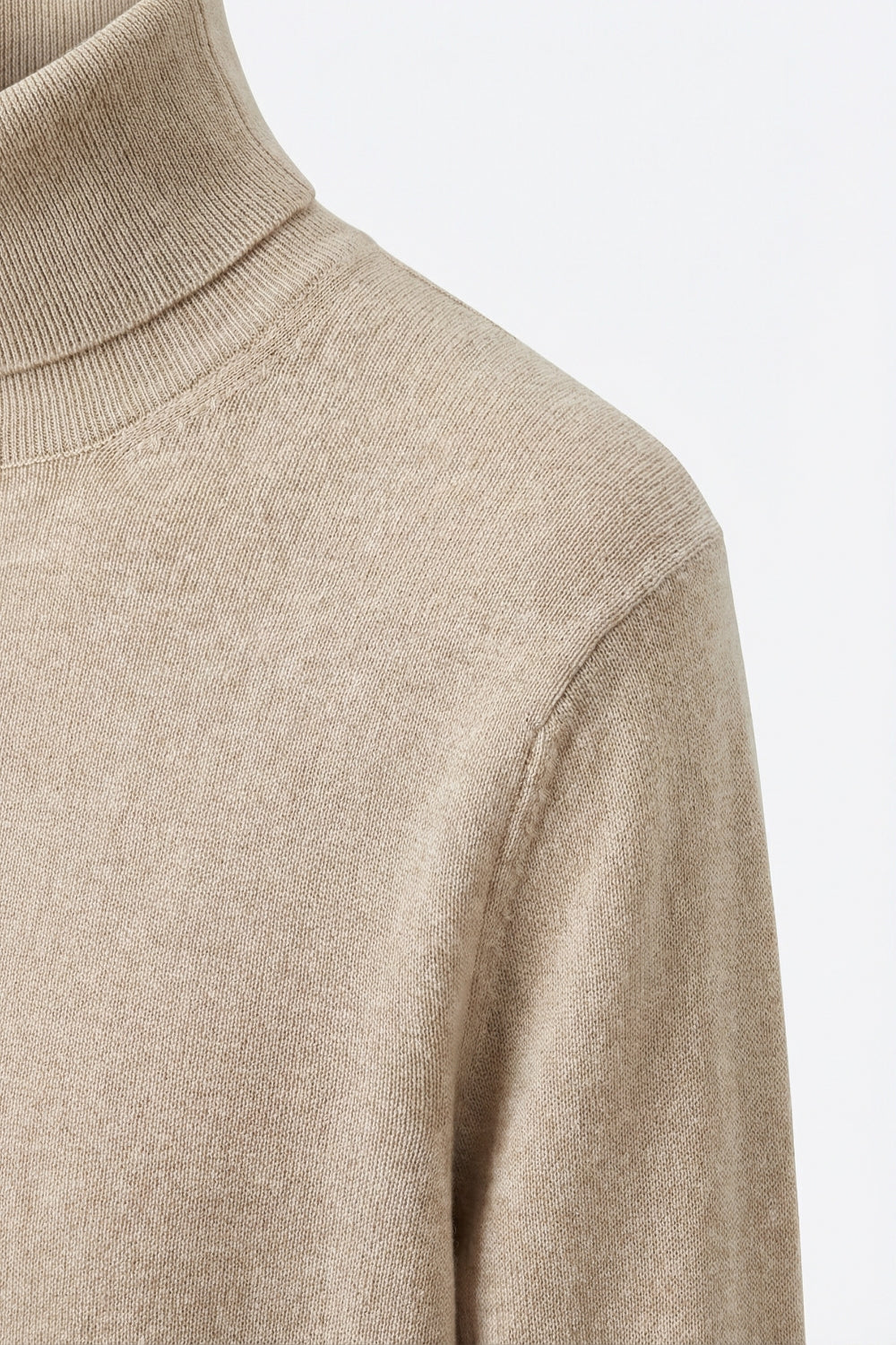 Beige turtleneck sweater in fine merino wool knit