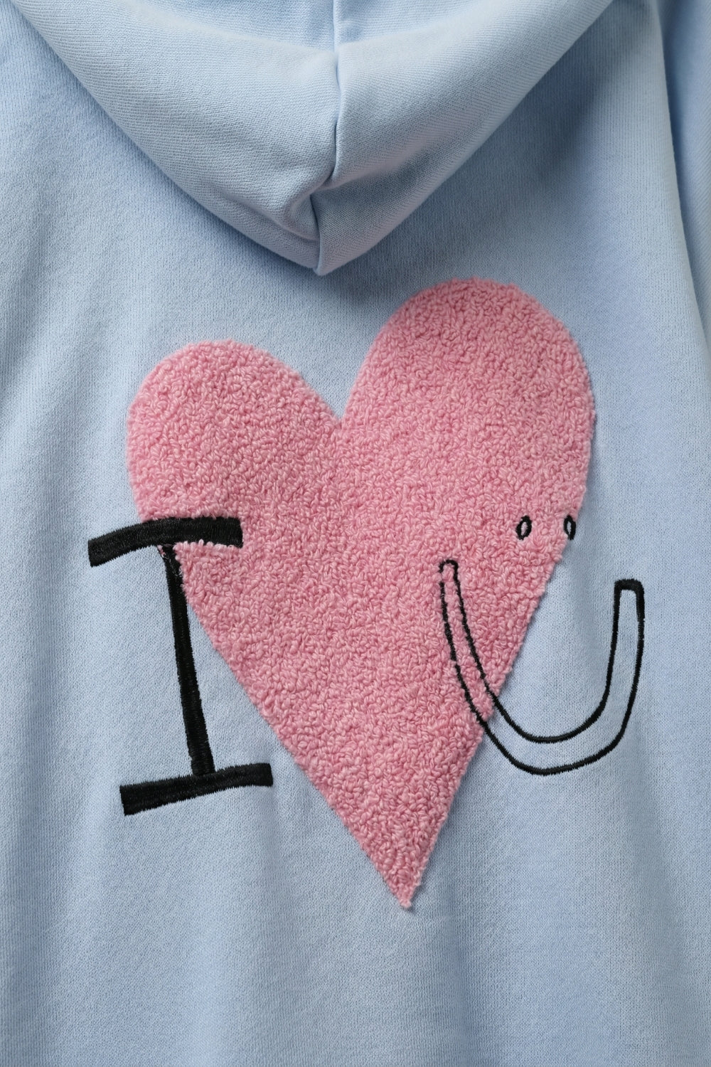 Baby Blue Super-Soft Hoodie with Bouclé Heart Graphic