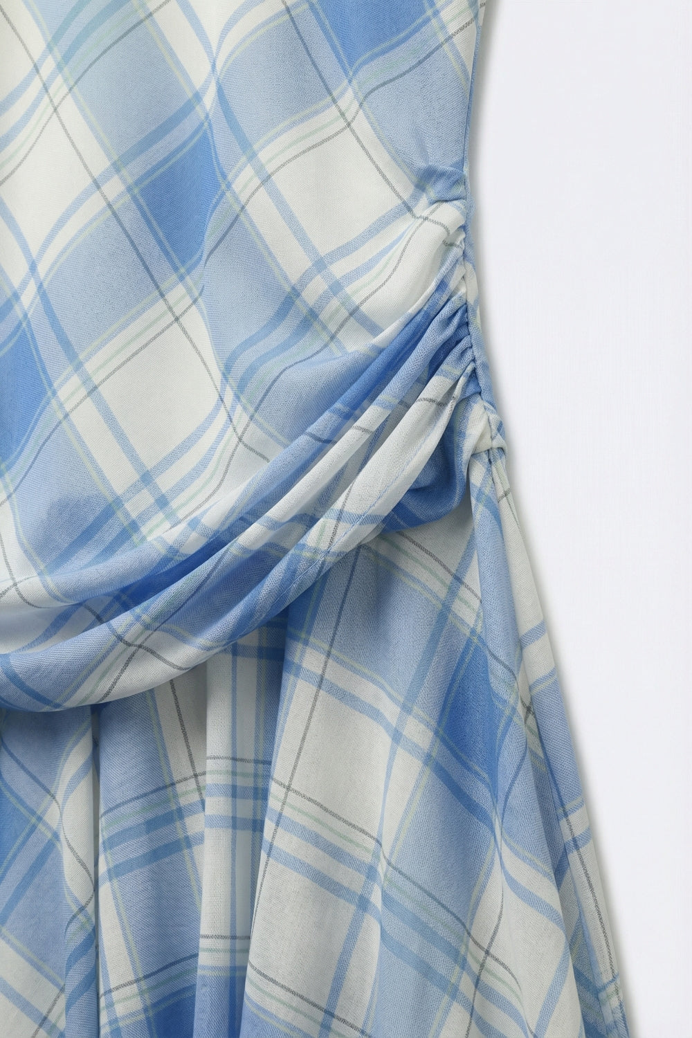 mesh fabric Long Sleeve Asymmetrical Dress in blue - dress