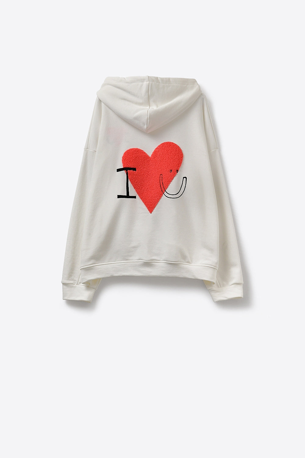 Cream Super-Soft Hoodie with Bouclé Heart Graphic