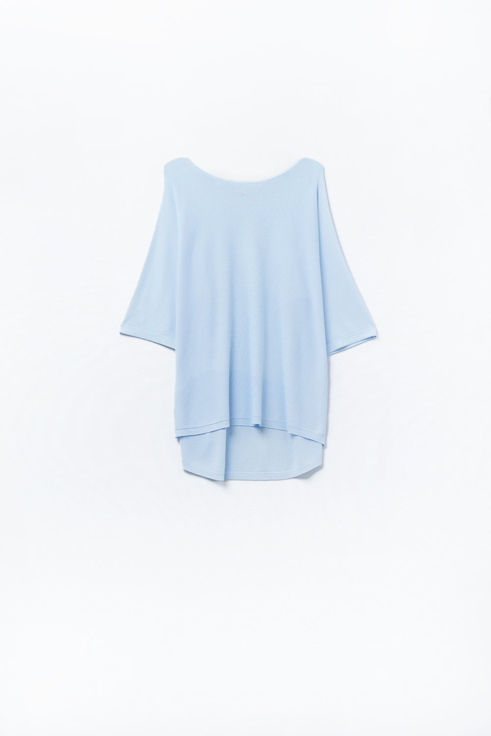 Light Blue Oversized sweater with Elbow-Length Sleeves
