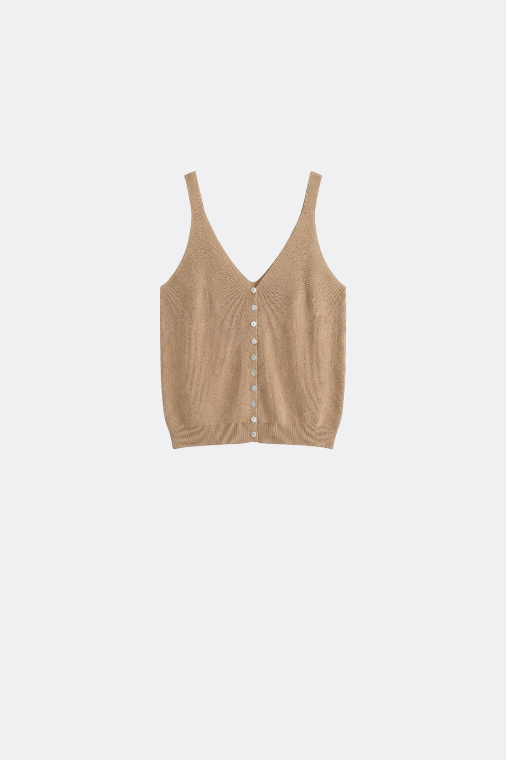 Camel Knit Buttoned Crop Top