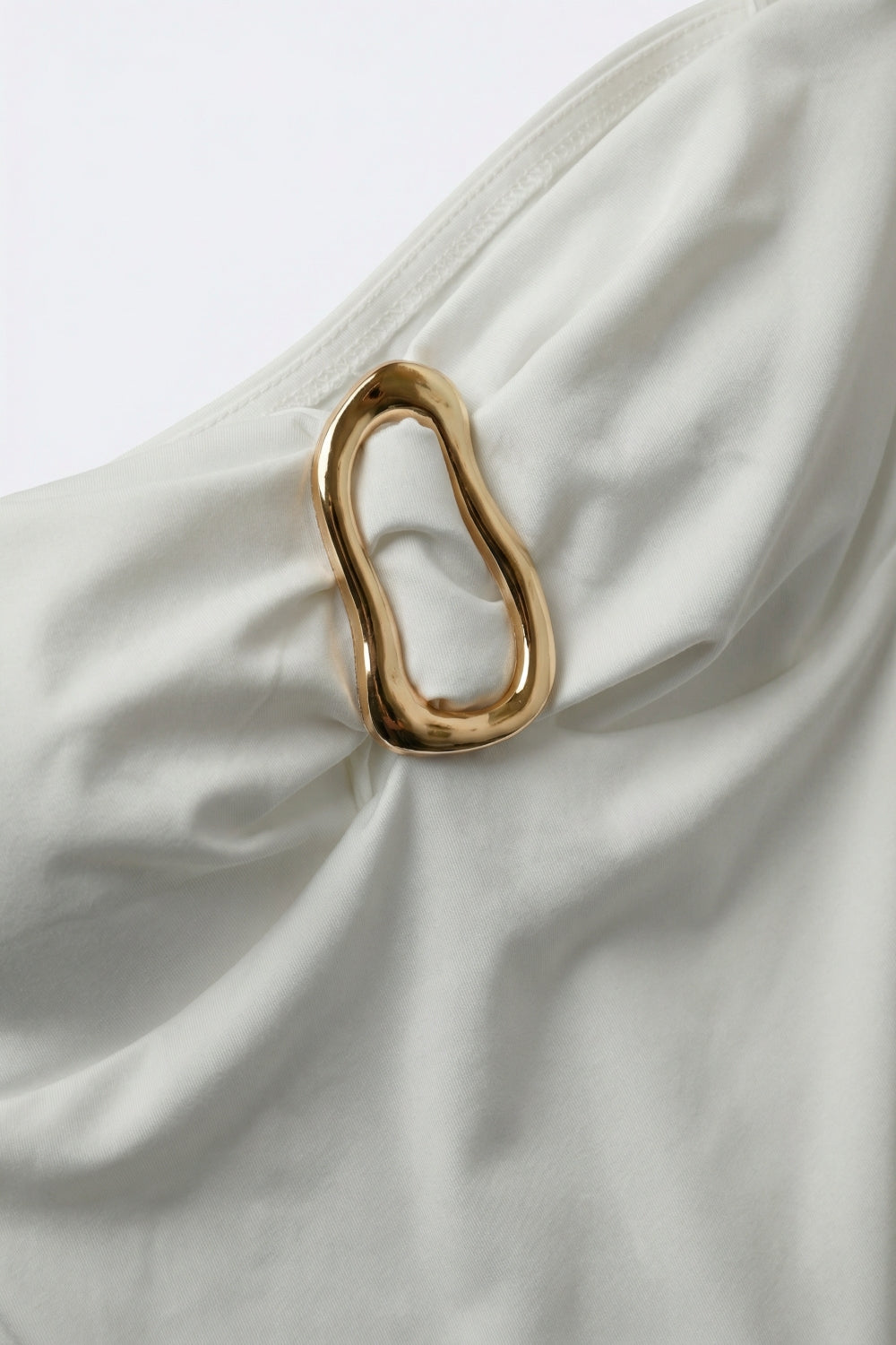 White Strapless Bodysuit with Gold Accent Detail - top