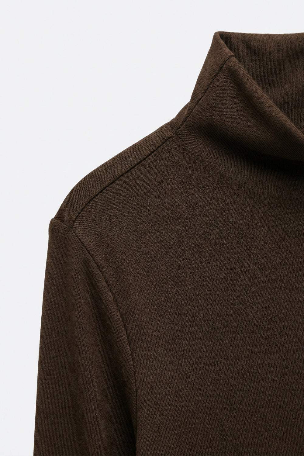 Brown Turtleneck t-shirt in soft stretch fabric - top