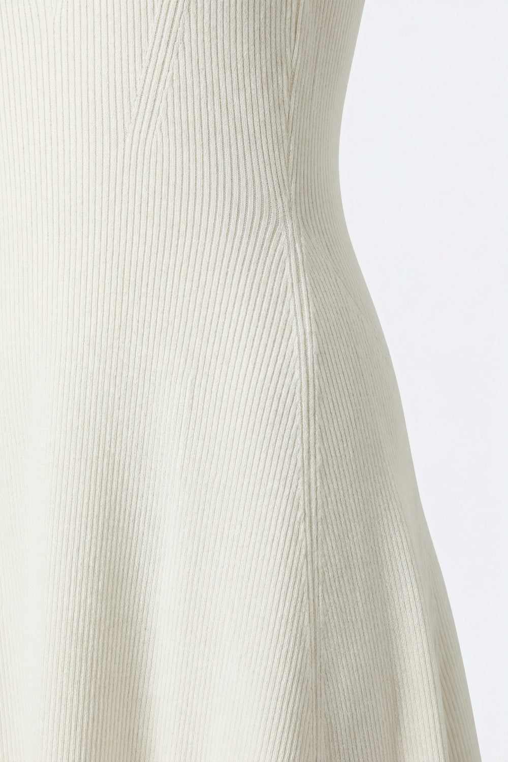 White Ribbed Knit Sleeveless Fit and Flare Dress - dress