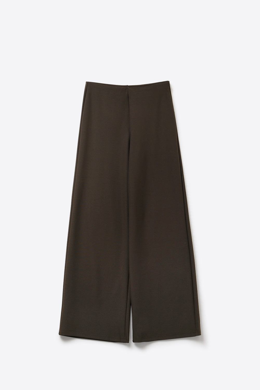 chocolate Brown Wide-Leg Stretch Knit Pants without waistband - trousers