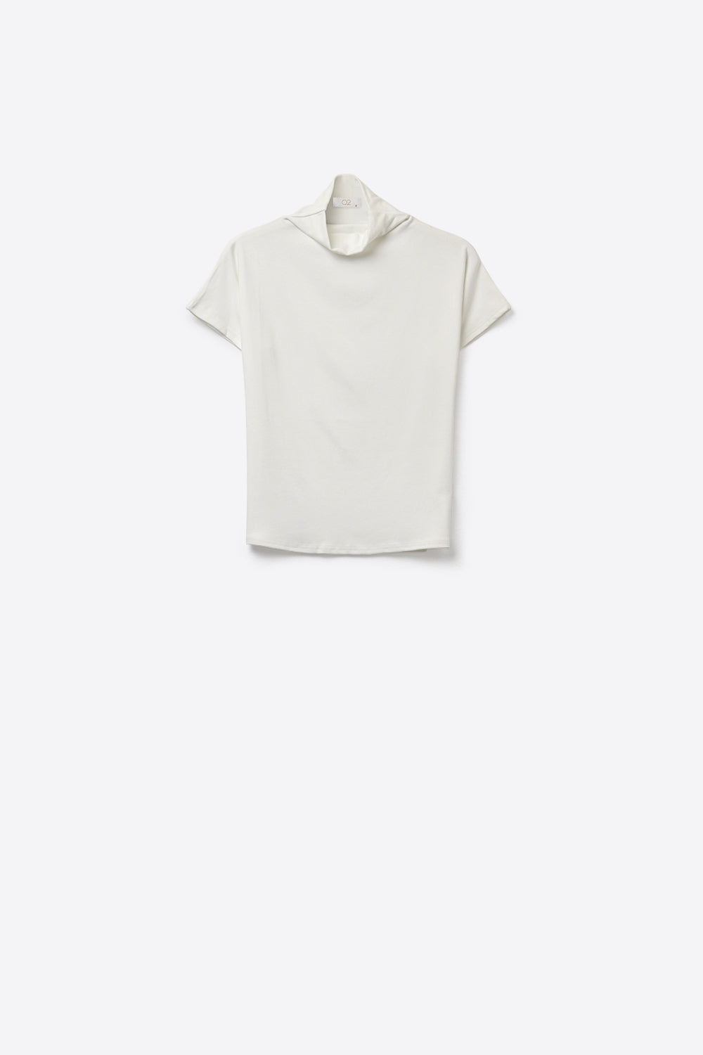 Short Sleeve Mock Neck Top in white color - top